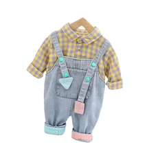 Vêtements à carreaux printemps automne pour enfants, chemise et pantalon pour bébés garçons et filles, 2 pièces