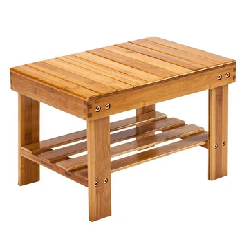 

2020 NEW Children Bench Stool Bamboo Wood Color Foot Rest Stool with Storage Shelf for Home Bathroom Living Room Bedroom