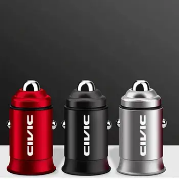 

3.1ADual Screen USB Aluminum Universal Car Charger for iPhone Samsung Xiaomi Mobile Phone for honda civic 10th car accessories