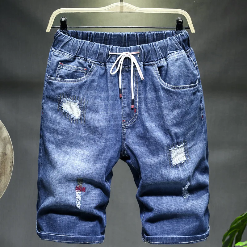 Pantalones cortos vaqueros de talla grande para hombre, Vaqueros cortos holgados de talla grande 9XL 10XL, talla grande 48 50 52, Vaqueros cortos azules y negros