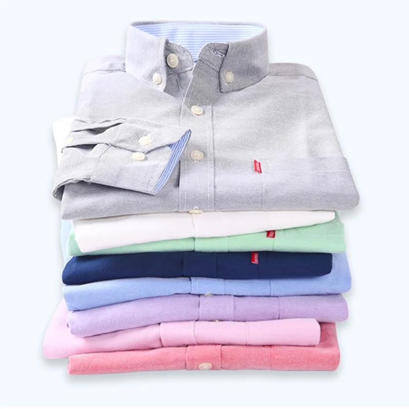 Модная мужская Весенняя однобортная рубашка с длинным рукавом Camisa, дышащая удобная оксфордская хлопковая ткань ярких цветов в английском стиле