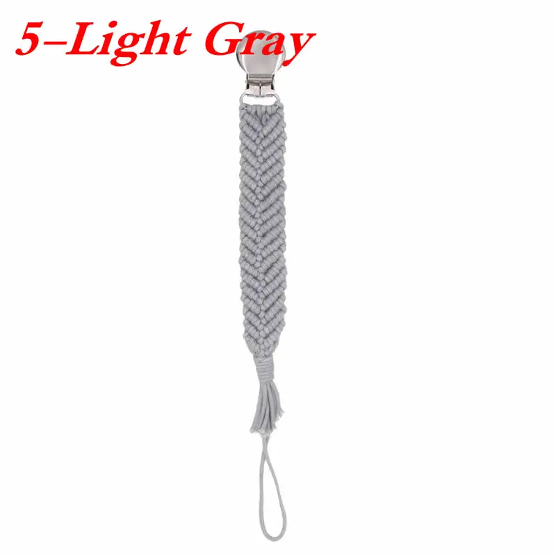 5 Light Gray Винтажная простая вязаная крючком хлопковая Соска-пустышка, Детская Хлопковая цепочка с кисточками для соска для новорожденного, соска, жевательная игрушка, пустышки, клипсы - Цвет: 5 Light Gray