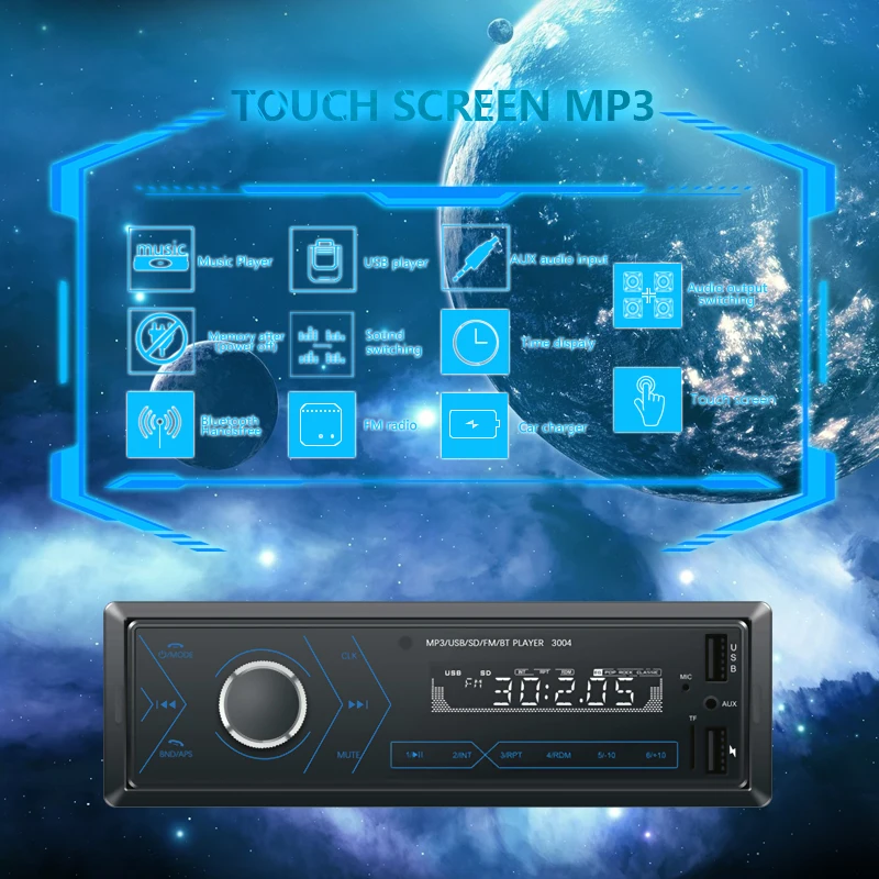 Автомобильные аксессуары 1 din Кнопка сенсорный двойной usb2.1a зарядка bluetooth FM радио SD карта U диск карта 1 din Автомобильный MP3 плеер