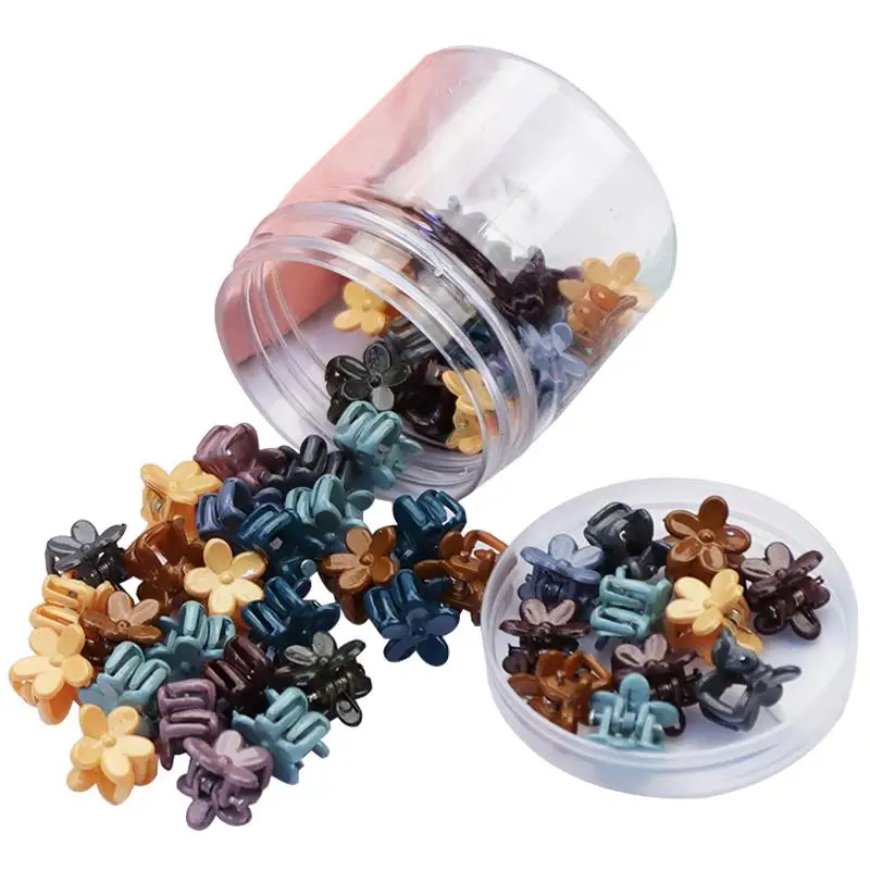 

40PCS Mini Hair Claws Plastic Non-Slip Flower Claw Clips Tiny Hair Clips For Kid Multicolor Hair Accessories Headwear