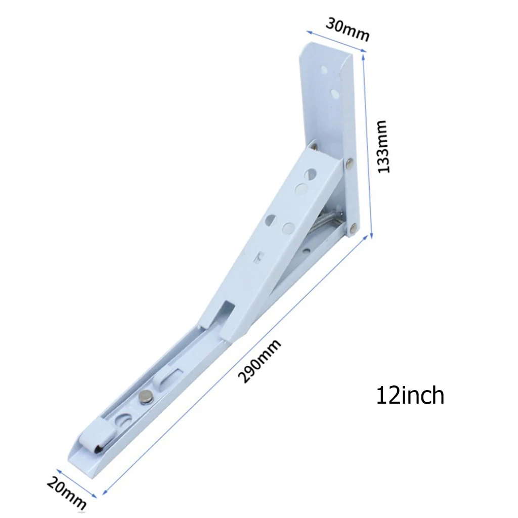2x Folding Metal Shelf Bracket L Shape Thickened Corner Brace Shelf Right Angle Bracket DIY Wall Mounted Rack Plank Supporter - Цвет: 12inch White