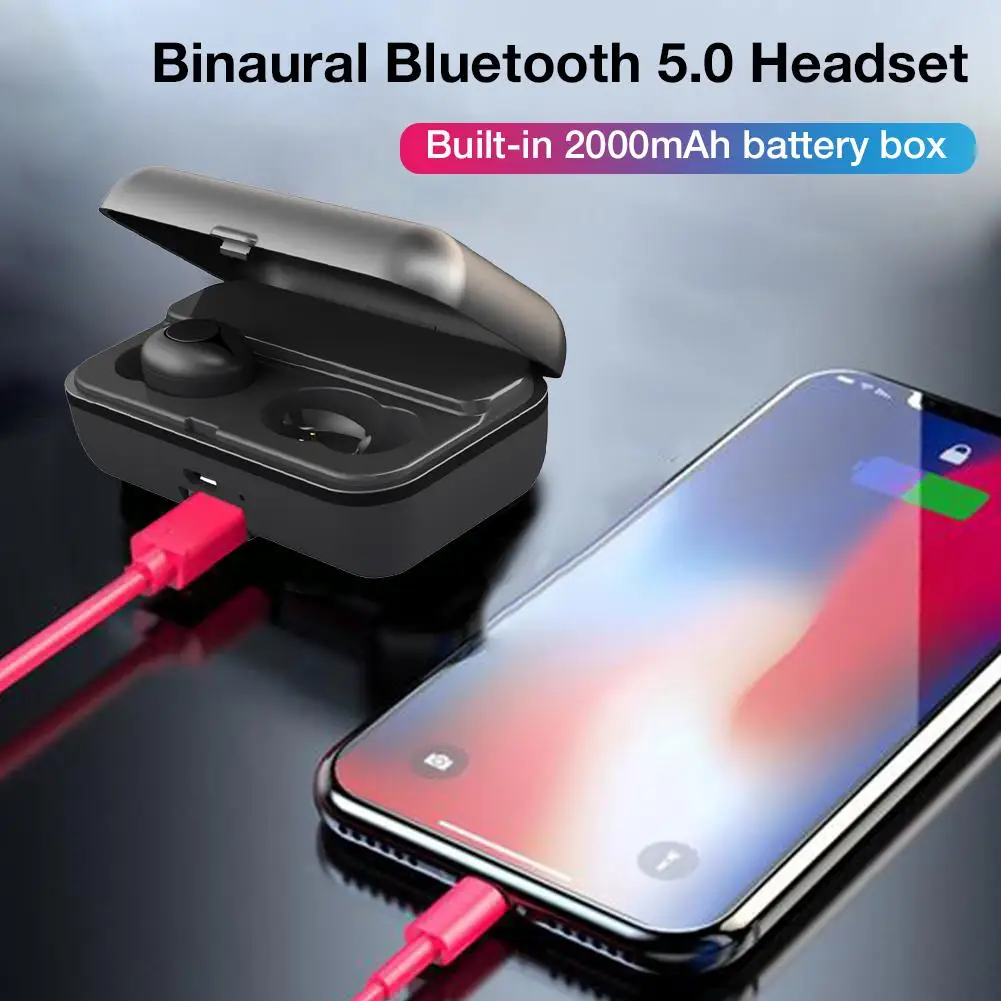 TWS бинауральная Bluetooth 5,0 гарнитура F9 наушники настоящие Беспроводные спортивные с микрофоном и зарядным устройством 18 ч Время воспроизведения