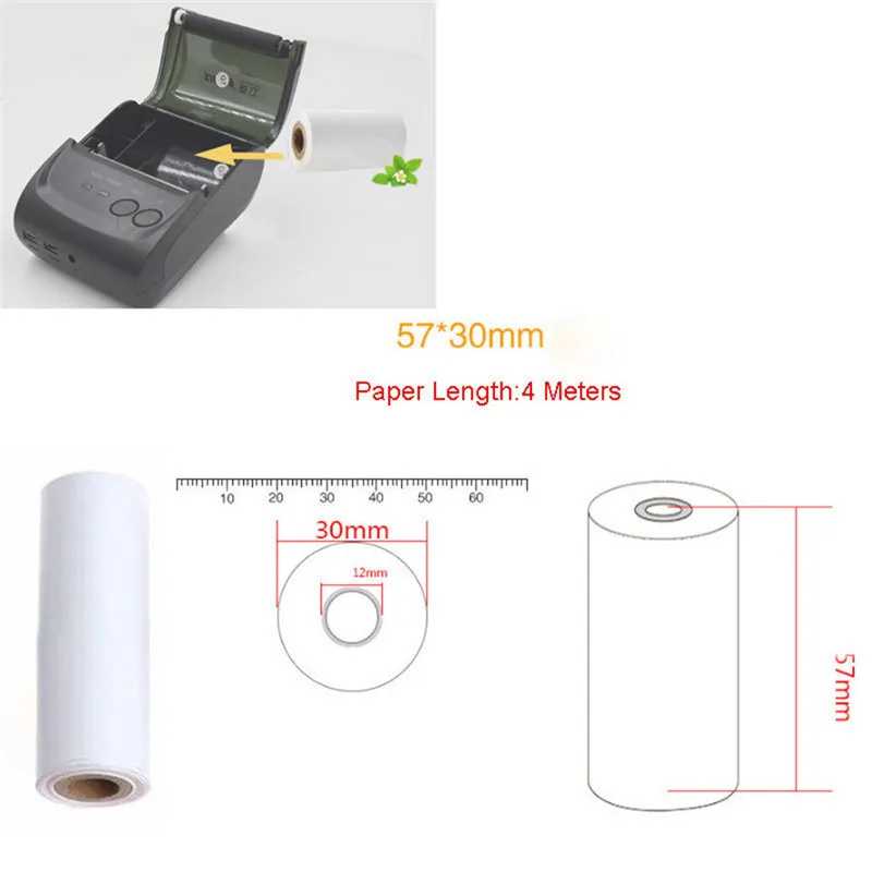 5 шт./лот термопечатная бумага 57x30 мм термочековая бумага рулон для мобильного POS 58 мм Термопринтер Лот