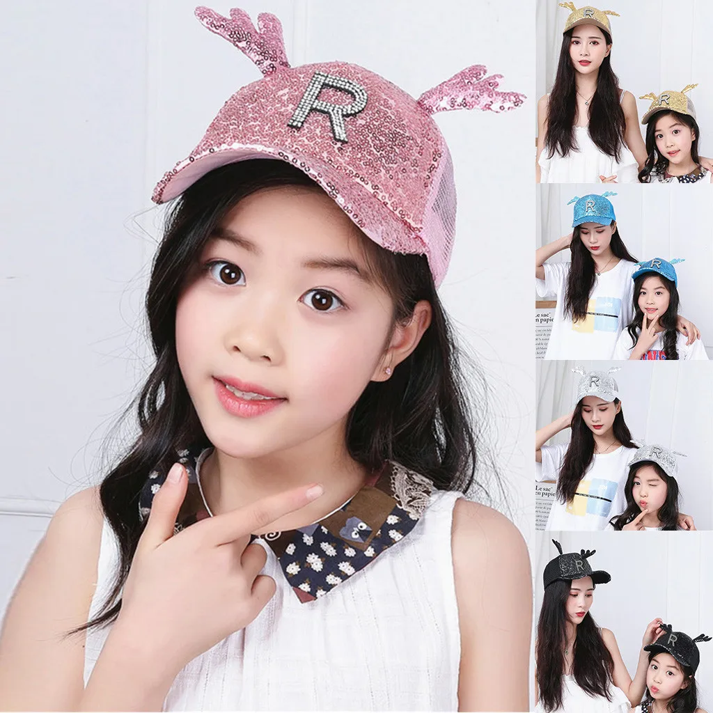 Летний головной убор для родителей и детей Gorro с солнцезащитным козырьком и блестками, женские головные уборы, шапка с блестками, регулируемая уличная бейсболка