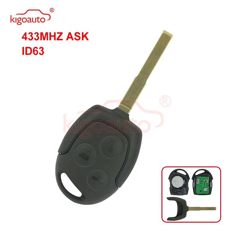 Kigoauto дистанционный ключ HU101 ID63 433 МГц 3 кнопки для Ford Focus C-Max S-Max Connect Fiesta Fusion Galaxy 2006