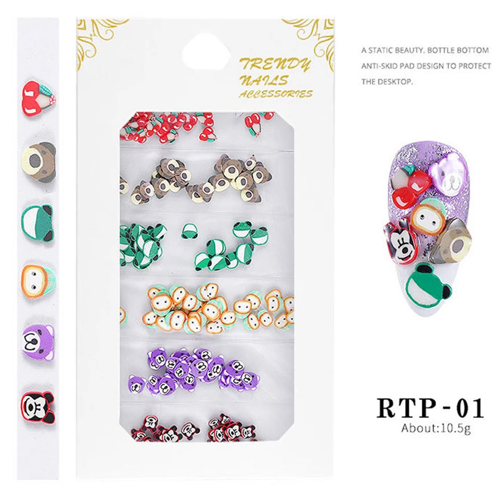 1 шт мягкий Fimo Nail Art Фруктовые Ломтики Nail Art DIY дизайн цветная Полимерная глина Животные наклейки художественные украшения