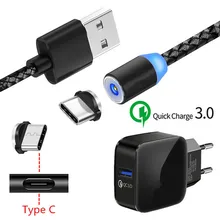 Магнитный зарядный кабель типа C для samsung Galaxy A30 A50 A70 S8 S10 Nokia 7,1 6,1 Plus Honor 9X20 QC 3,0 USB быстрое зарядное устройство