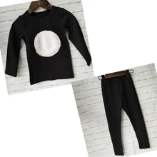 HITOMAGIC/Новое поступление года; детская одежда; мягкие хлопковые комплекты для мальчиков и девочек; сезон осень-зима; модная одежда с длинными рукавами и круглым вырезом