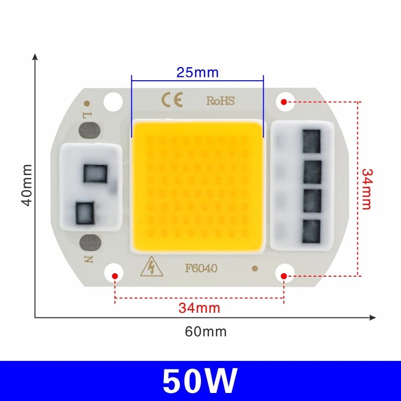 50W Светодиодный COB чип лампа 10 Вт 20 Вт 30 Вт 50 Вт 220 В Smart IC нет необходимости драйвер светодиодный светильник 3W 5 Вт 7 Вт 9 Вт для наводнения светильник Точечный светильник Diy светильник ing - Испускаемый цвет: 50W