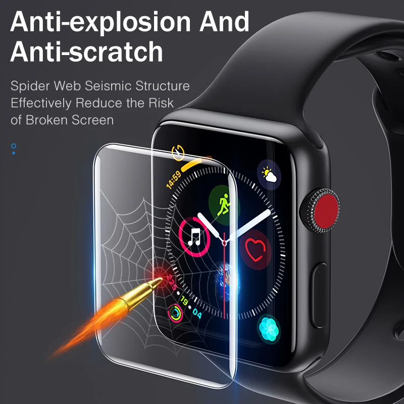 YKZ 2 шт Защитная пленка для Apple Watch 4 3 Гидрогелевая пленка для iWatch 2 1 полная защита для Apple Watch 38 мм 40 мм 42 мм 44 мм