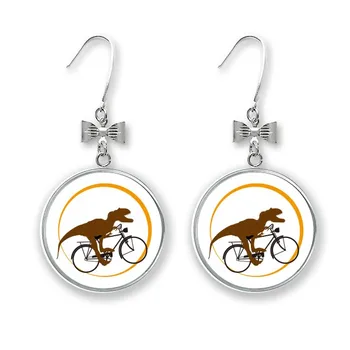 

Dinosaur Cycling Moon Art Deco Gift Fashion Bow Earrings Drop Stud Pierced Hook