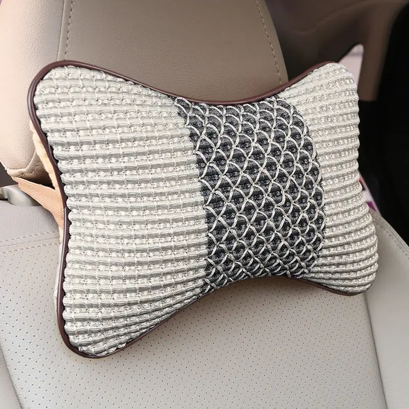 thumbnail image 1 of Almohada para el cuello y el reposacabezas de seda helada para el coche, par de almohadas para el asiento del coche, almohada de hueso transpirable de verano, suministros para el interior del coche, 1 of 4