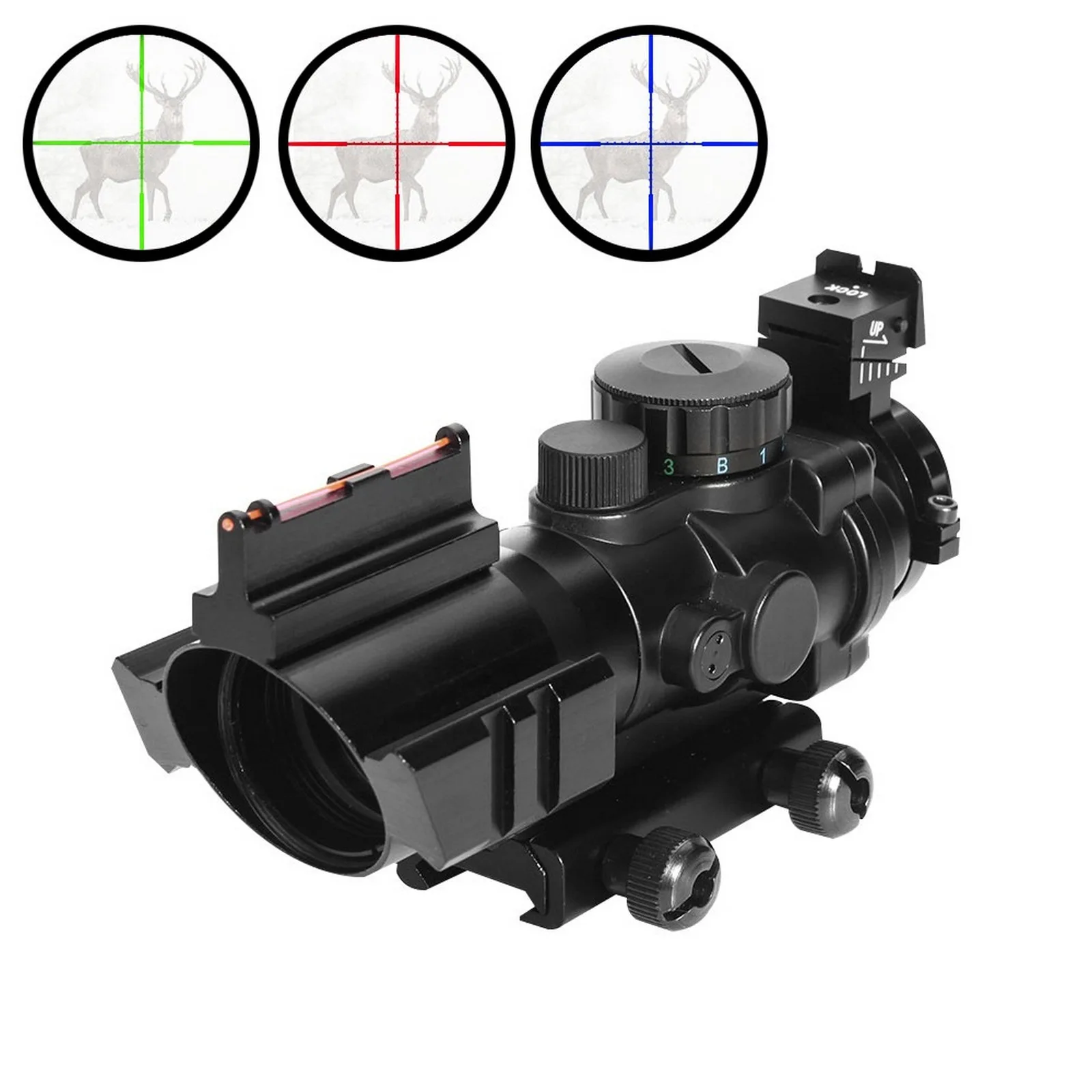 Тактический прицел Acog 4x32 20 мм противоударный противотуманный с красной точкой
