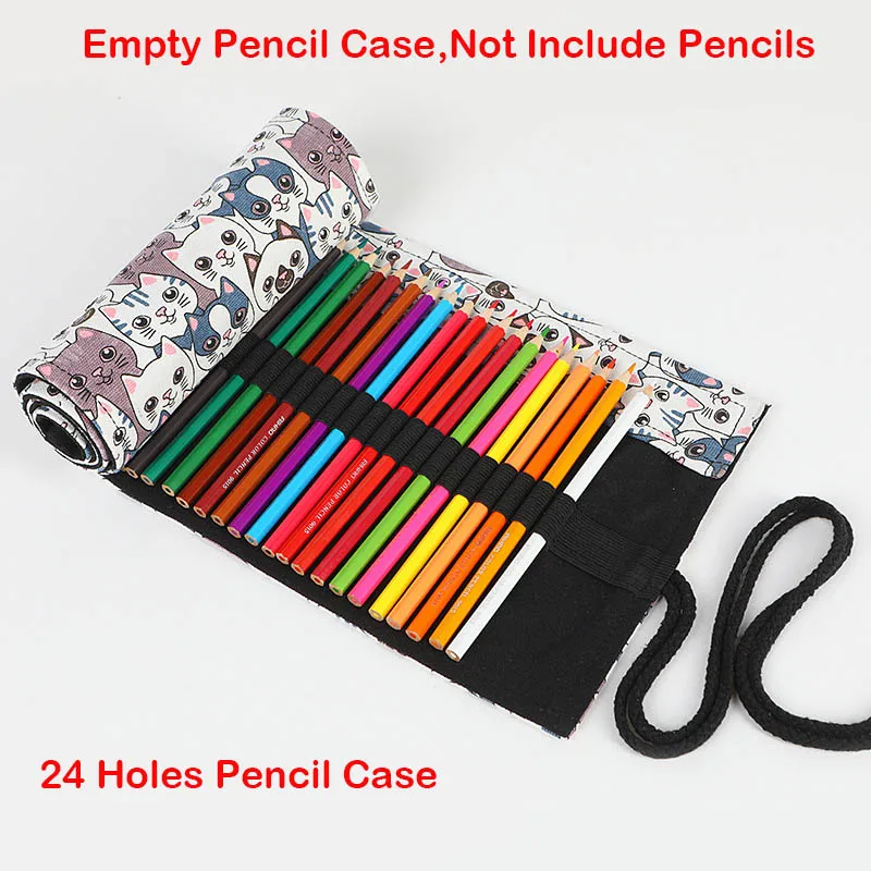 24 Holes Empty Penal Kawaii Cat школьный пенал рулон уголовного корейский 12/24/36/48/72 Отверстия пенал для девочек мальчиков огромный рюксак картриджи Канцелярский набор - Цвет: 24 Holes Empty Penal