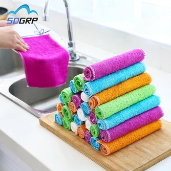 

Kitchen Anti-grease wiping rag efficient Super Absorbent Microfiber Cleaning Cloth home washing dish bathroom Scouring pad towel