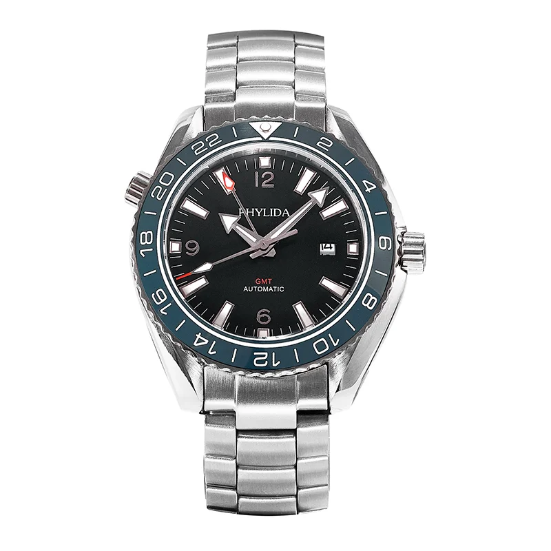 Мужские автоматические часы с двумя циферблатами 43 5 мм цвет морской волны