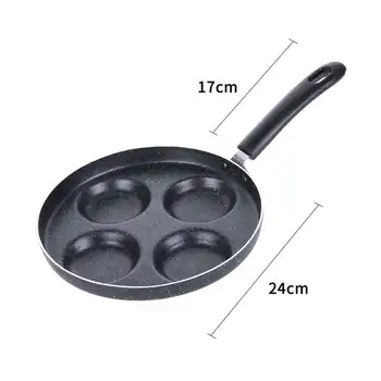 

1 Pcs Four-Hole Omelet Egg Pot Round Non Stick Long Handle Anti-scratch Coating Frying Pan Home Griddle Pans Kitchen Supplies