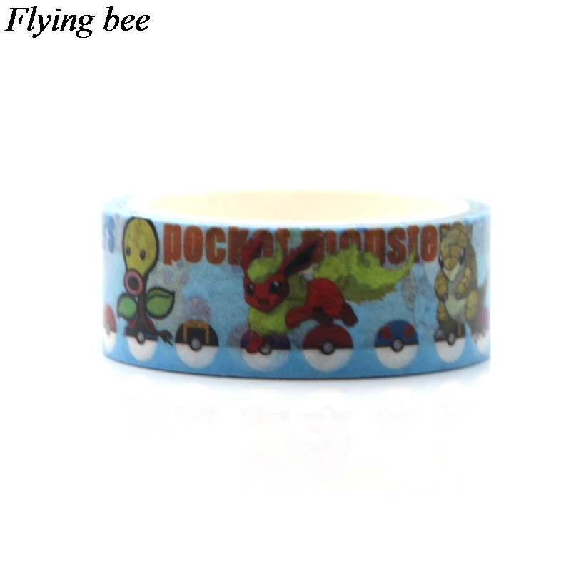 Flyingbee 4 шт./компл. с рисованным аниме, Творческая лента Cat клейкая лента с изображением милого монстра Бумага лента Washi забавные ленты лента Набор DIY подарки X0638