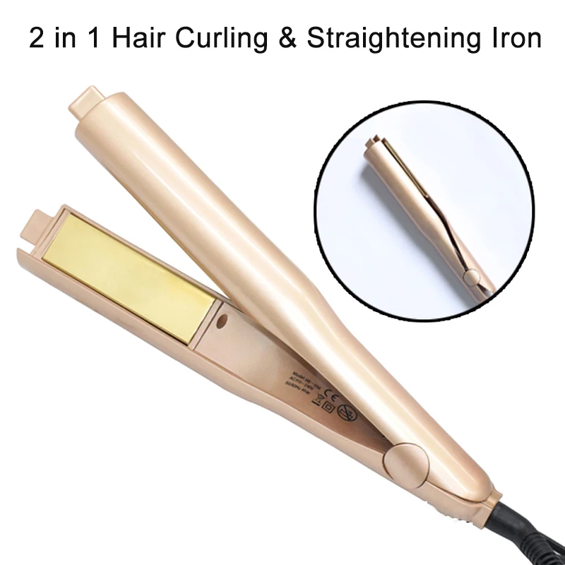 

Hot 2 in 1 Hair Curlers Straightener Perm Styling Rolloer Styler Curler Tools Wand Hair Curling & Straightening Iron Hair Styler