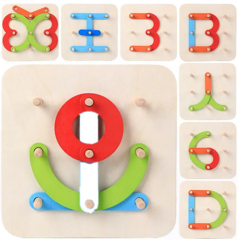 Tanio Montessori Baby kreatywna zabawka geometryczny kształt kolumna zestaw cyfrowy/list/Puzzle