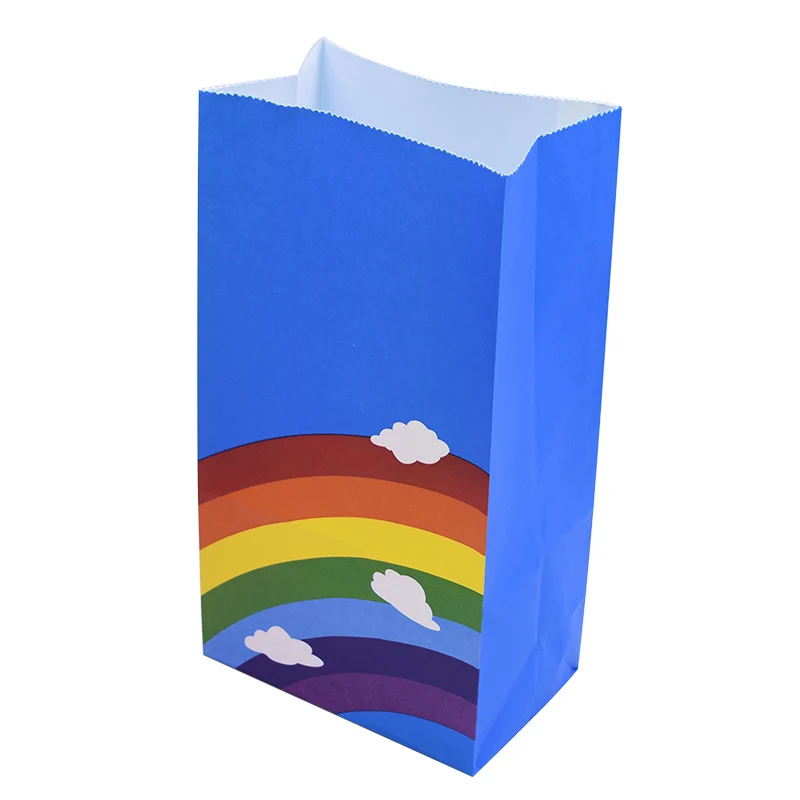rainbow-royal blue 5/10 шт. Stand Up Бумага сумка в разноцветный горошек для конфет с открытым верхом вечерние сумка цветной подарочной упаковки Еда хранения 23,5x13x8 см - Цвет: rainbow-royal blue