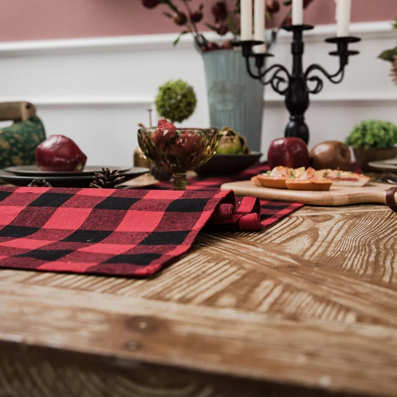 Buffalo Плед подстилка Gingham плед контрольный набор 4 Двойной 30*45 см хлопок еда и 30x180 см Настольный коврик банкетное украшение