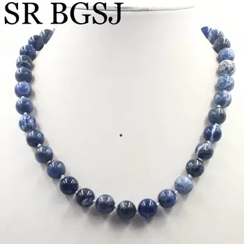 

Free Ship 10mm Blue Sodalite Round Gems Beads Knot Natural Stone Chocker Women Jewelry Necklace Strand 17.5"