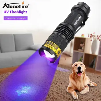 

ALONEFIRE SK68uv LED UV Flashlight Purple Violet 365nm Light Adjustable focal Scorpion money Detection Lamp AA 14500 Battery