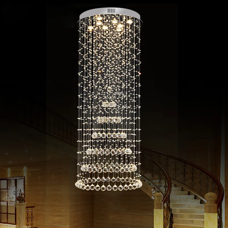 

Duplex building hollow living room large chandelier luxury villa hall crystal chandelier duplex apartment staircase Chandelier