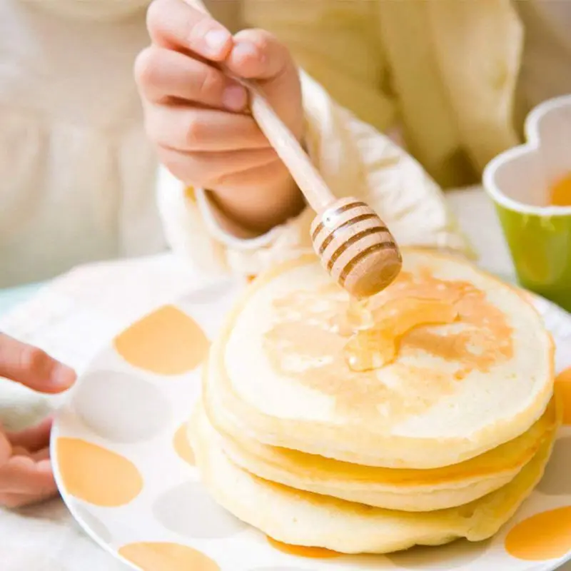 50Pcs Honey Spoons Wooden Baton Natural Household Blender Portable Honey Jam Distribution Pot Collection(10cm