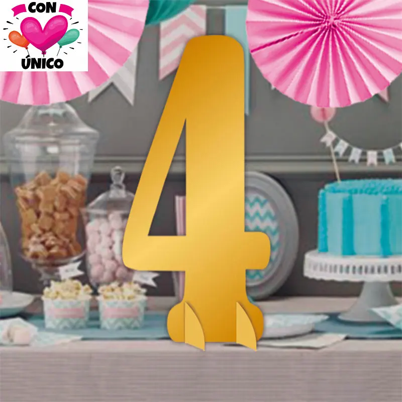 CONUNICO Happy Birthday Party Wedding Party Kids Party Table Decorations Party Supplies Shiny Golden EVA Foam Number 4,GD52700