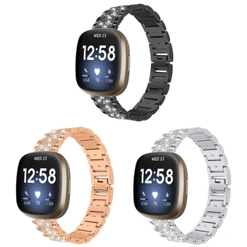 

Replacement Diamond Staineless Steel Strap Band Metal Bracelet Belt Women Watch Band for -Fitbit Sense / Versa 3