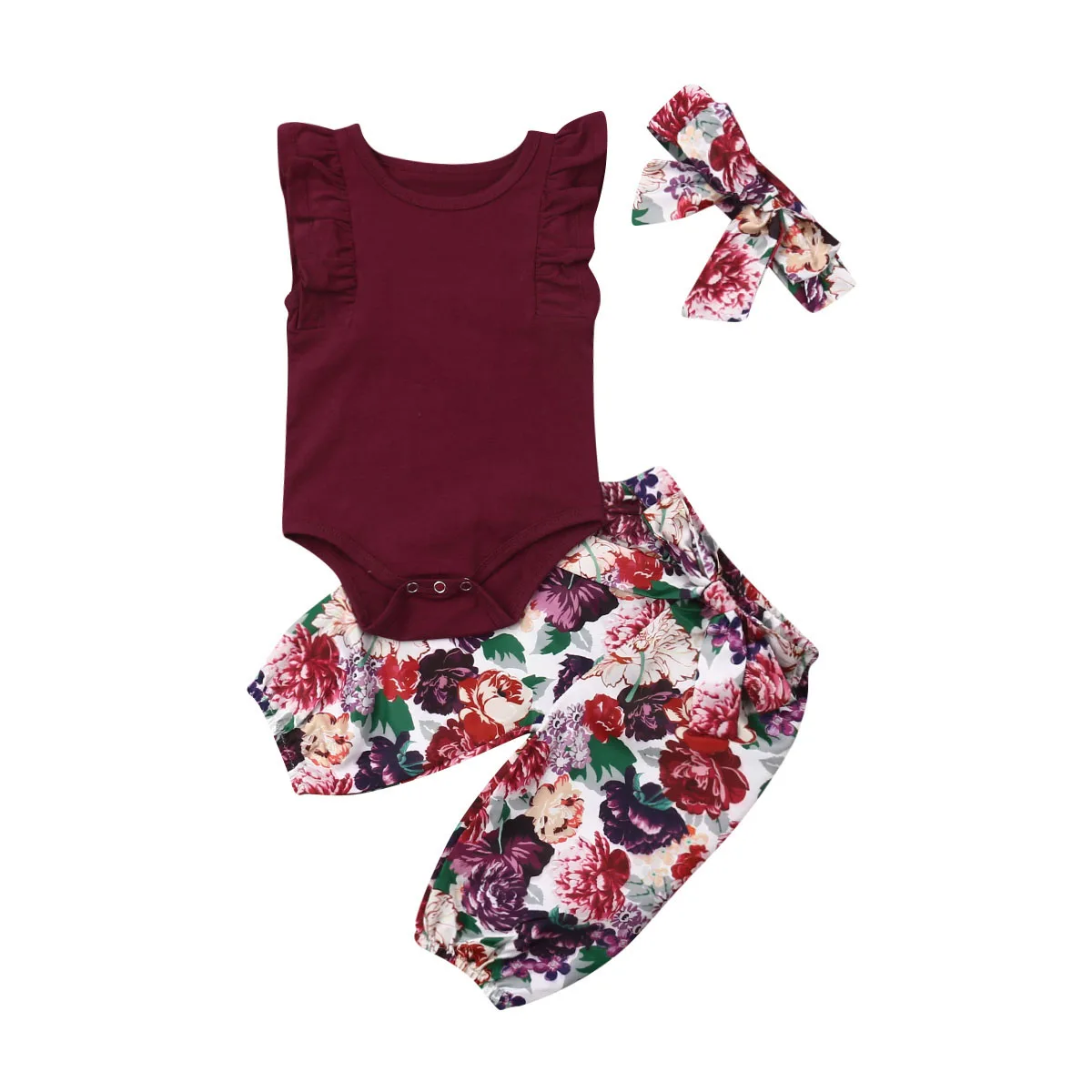 Long Pants Новинка года; однотонные топы для маленьких девочек Одежда для новорожденных; одежда для маленьких девочек Комбинезон; боди+ шорты с цветочным принтом; комплект - Цвет: Long Pants
