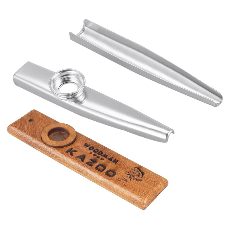 1 Набор деревянных kazoo s, изысканный инструмент, легко и веселиться для детей и людей, Hum Song& 1 шт. Серебряный kazoo алюминиевый сплав