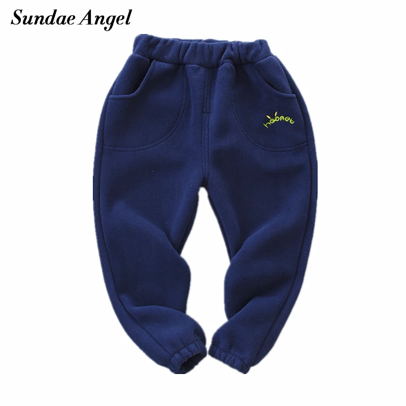 

Winter Pants For Girls Solid Thicken Soft Warm Polar Fleece Long Pants For Boys Sport Children Elastic Belt Trousers 2-7 Year