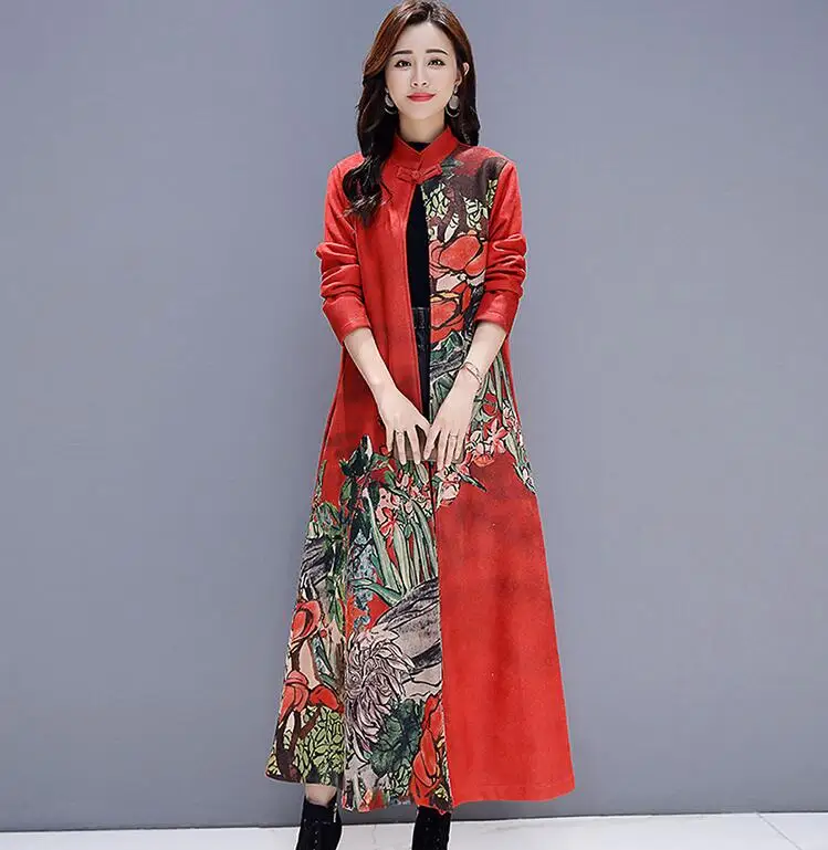 Красный Autumn Winter long Coat Women Solid Pocket Buckskin Blend Coat Long Casual Elegant Trench Coat Outwear Woolen Coat Femme - Цвет: Красный