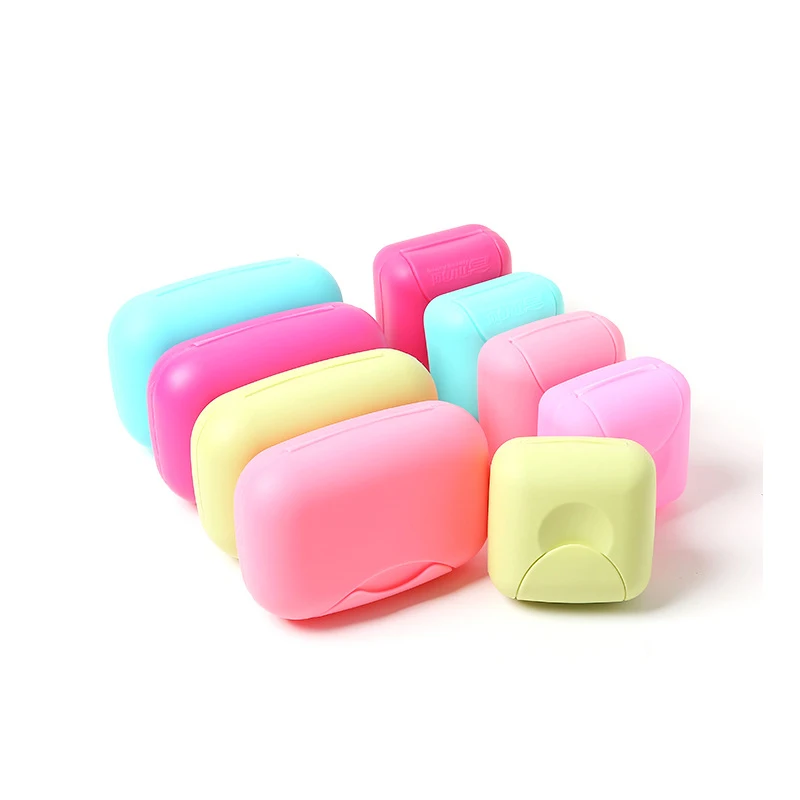 

1pcs Portable Soap Dishes Soap Container Bathroom Acc Travel Home Plastic Soap Box With Cover Small/big Sizes candy color