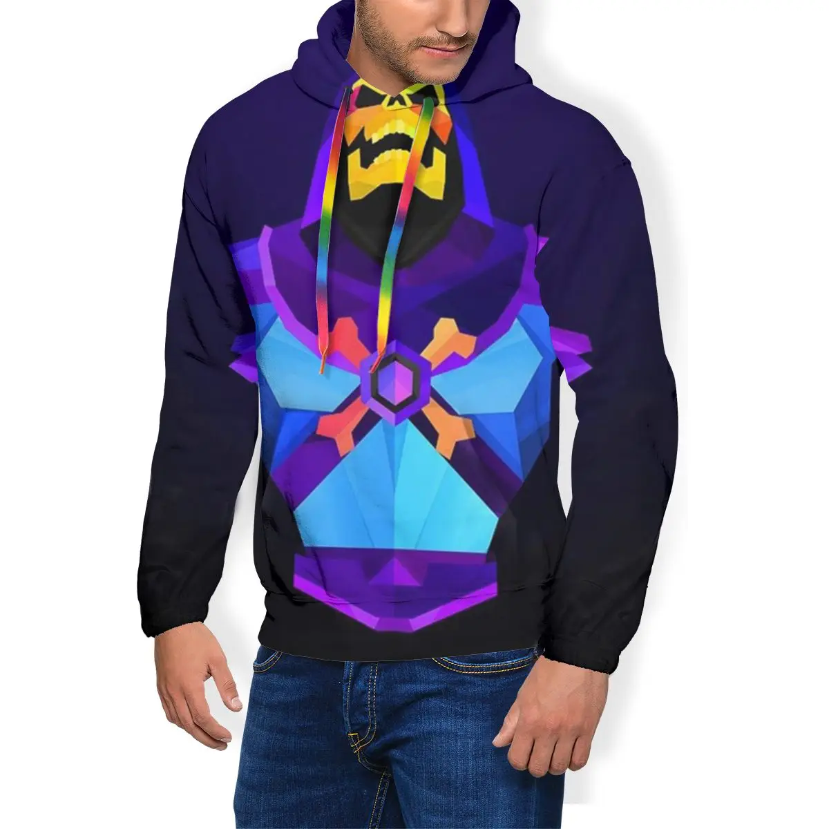 Skeletor худи с логотипом Skeletor толстовки хороший длинный пуловер худи синие свободные зимние толстовки из полиэстера