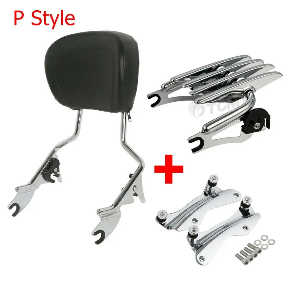 P Style Мотоциклетная съемная спинка Sissy бар багажная стойка для Harley Road King Street скользящий Electra Glide Стандартный CVO 2009- 18 - Цвет: P Style