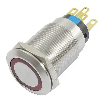 

220V Red Lamp Momentary SPDT Contact Stainless Push Button Switch