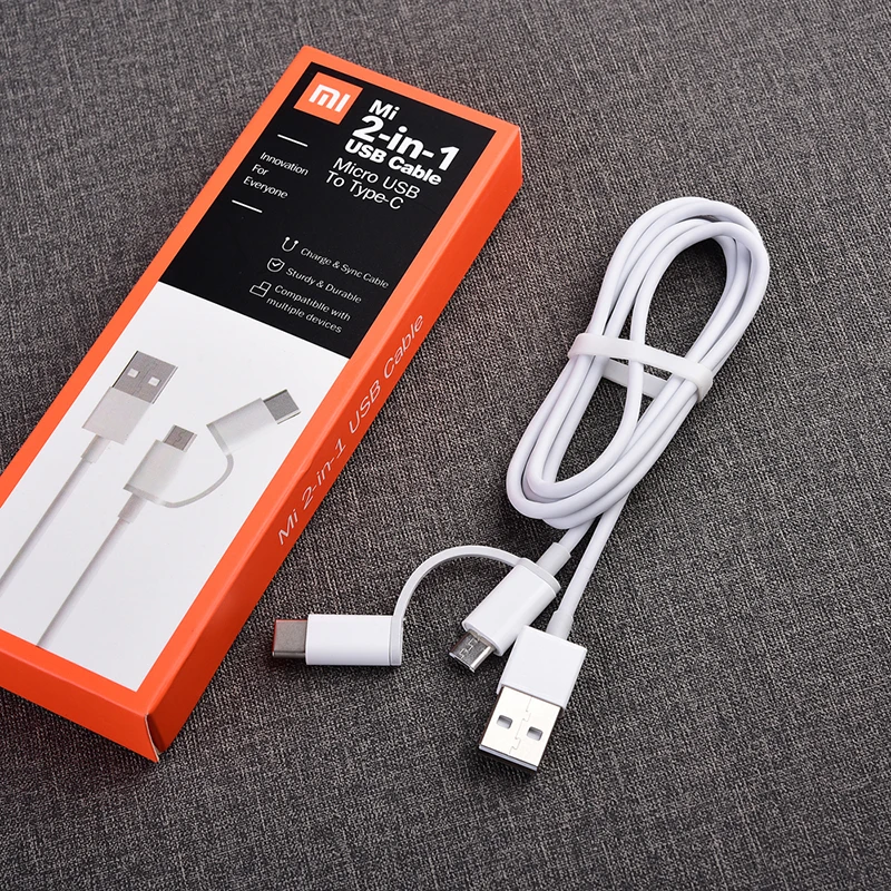 Xiao mi 2в1 USB кабель mi cro USB-Type C для быстрой зарядки mi A1 5 6 SE Red mi Note 3 4 5A 6 6A mi 8 9 9T cc9 - Цвет: white