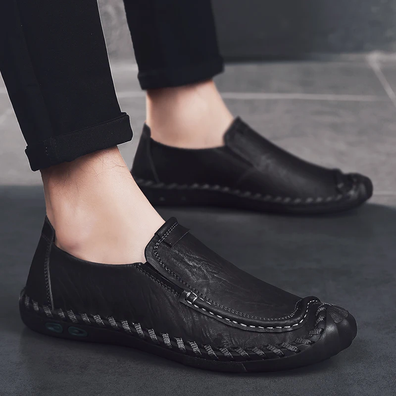 

Loafer suede Leather Boat Shoes Breathable Male Casual Flats Loafers handmade Brand New Fashion Spring Men Driving Shoes