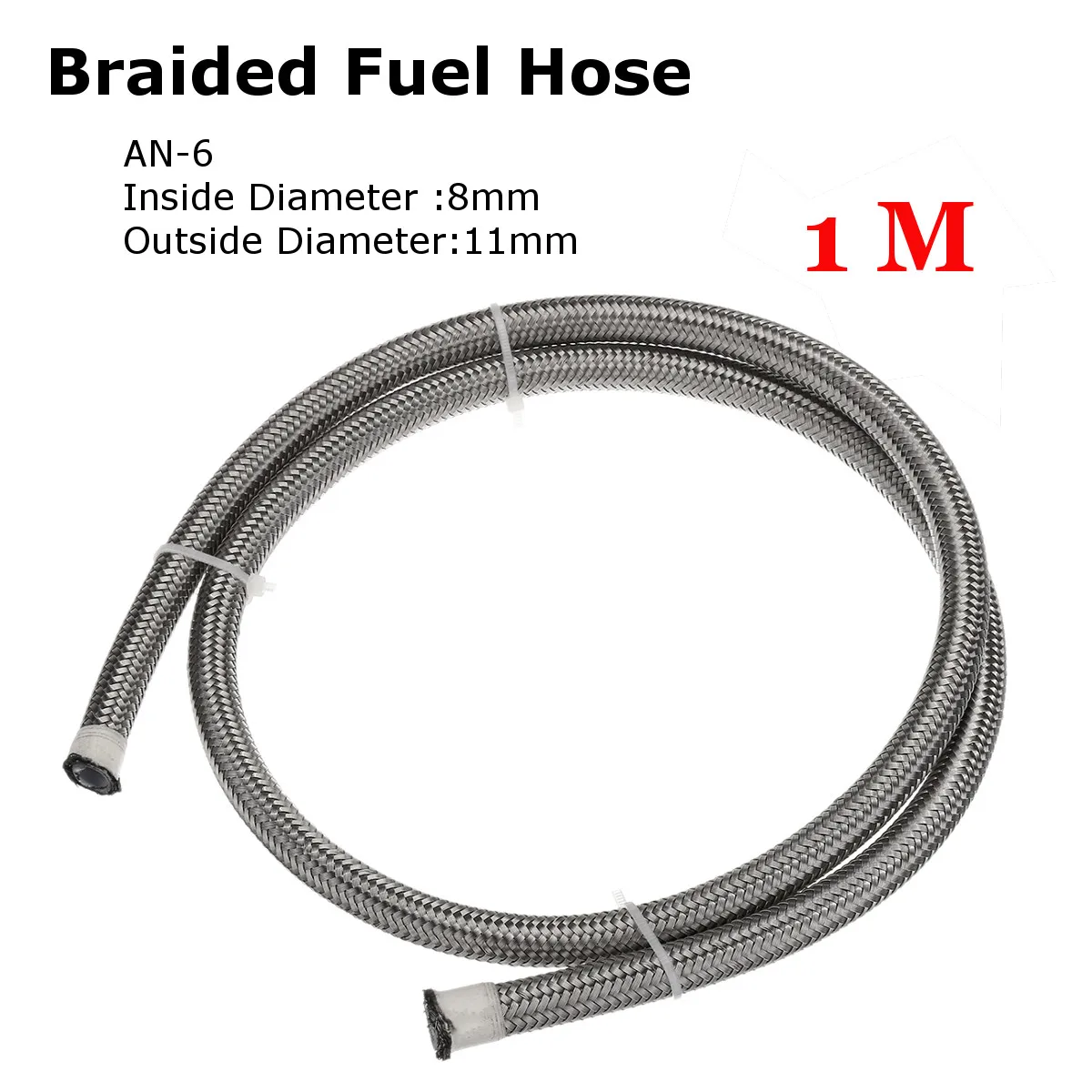 

Hot New 1 Meter Silver Stainless Braided Hose Tube Pipe Line for Petrol Oil Di Fuel Oil Line AN-6 6AN 8mm 2500 psi