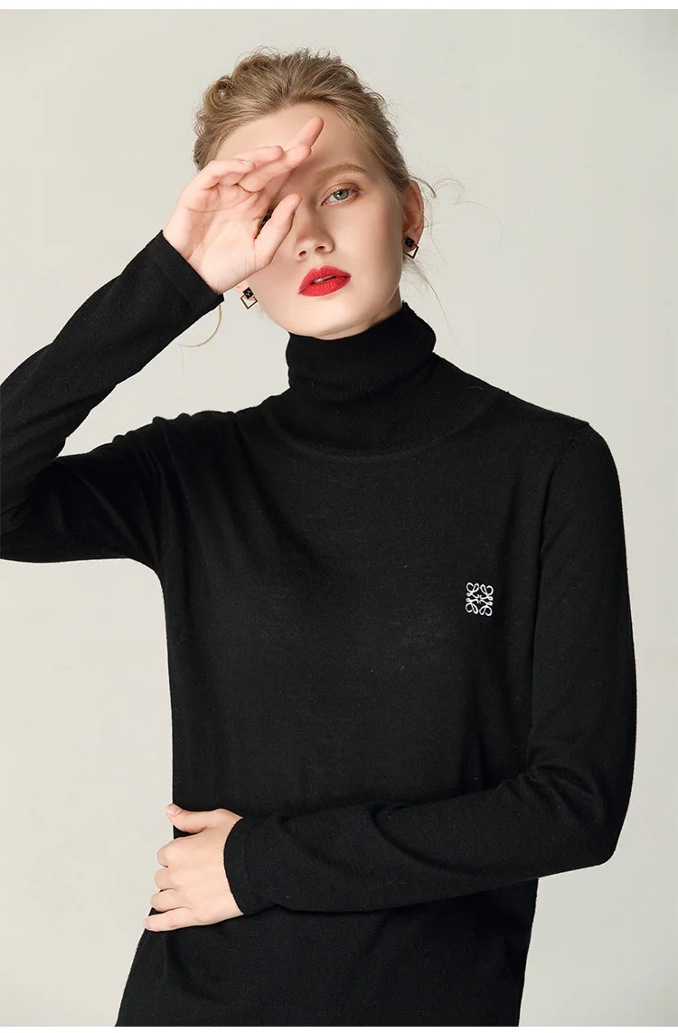 New style autumn winter sweater woman pure color soft comfortable pile collar bottom shirt self-cultivation knit sweater