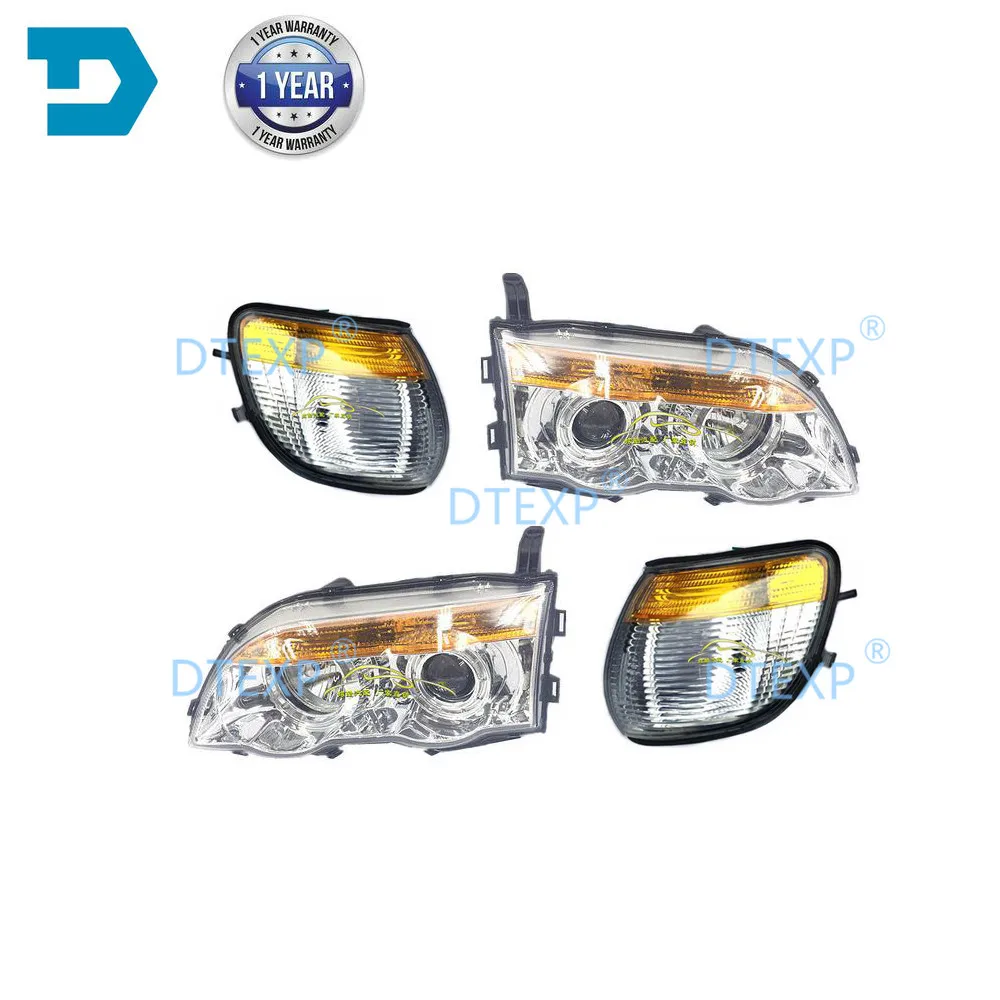 Need Cut Bumper Full Set HeadLight for DELICA L400 Warning Lamp 4 Pieces Head Lamp WITH BULBS Front Warning Lights Turn Signal