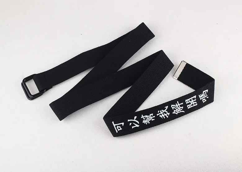 Мужской тканевый нейлоновый ремень для студентов Harajuku с китайскими персонажами, с двойной пряжкой, повседневный мужской тканевый ремень с двойной пряжкой
